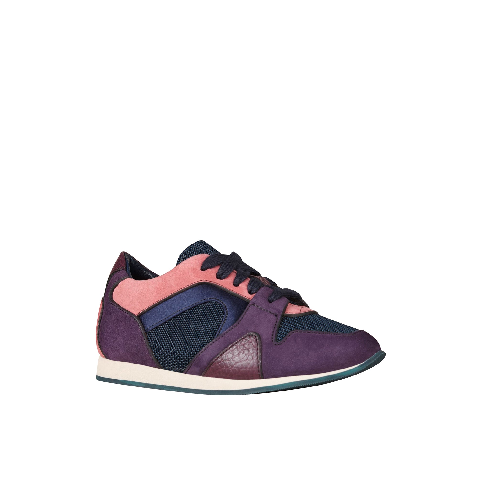 Tennis Mini Field Sneaker en cuir avec empiècements filet - Berry