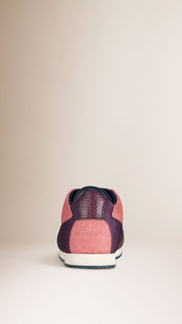 Tennis Mini Field Sneaker en cuir avec empiècements filet - Berry