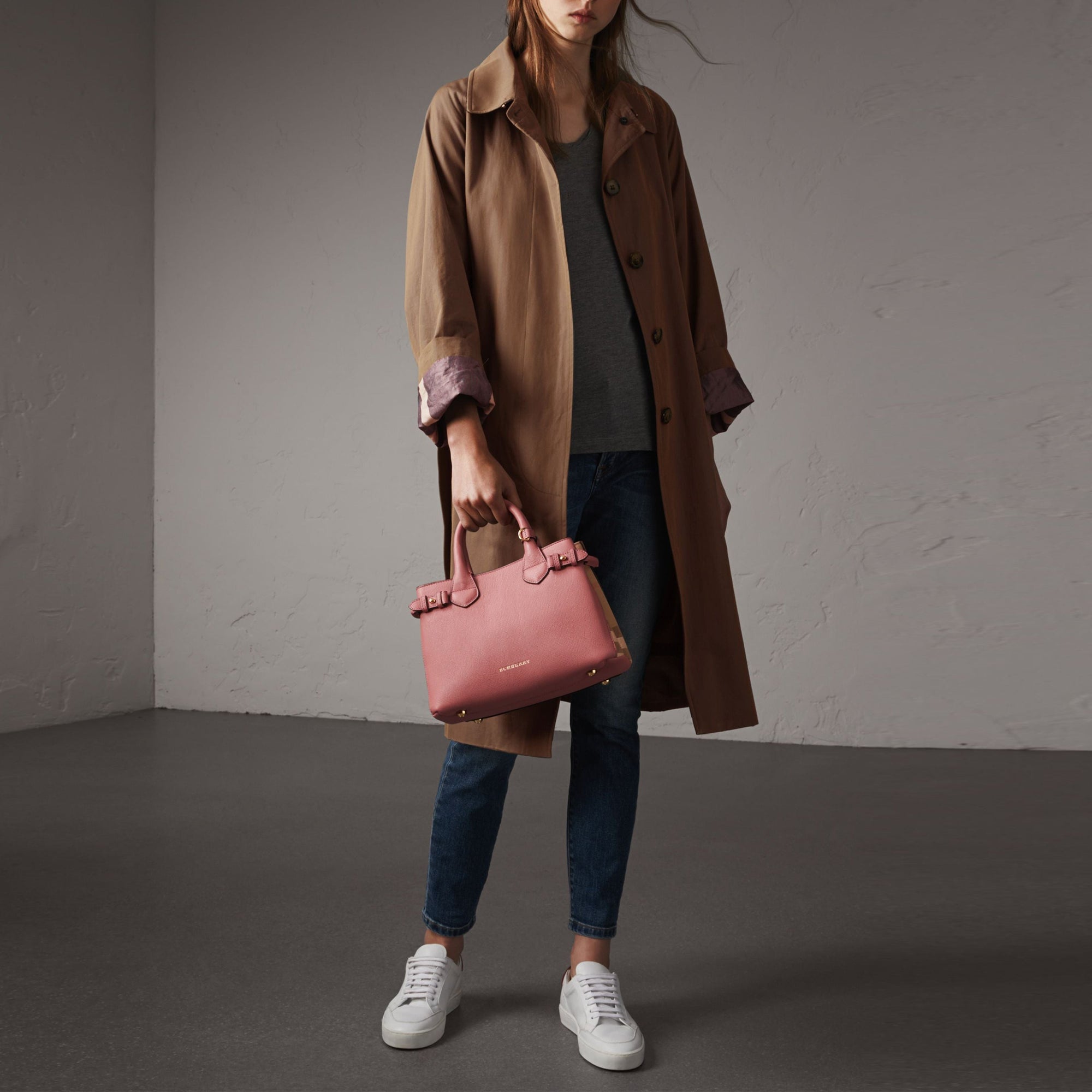 Petit sac The Banner en cuir et coton House check - Mauve Pink