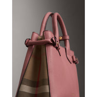 Petit sac The Banner en cuir et coton House check - Mauve Pink
