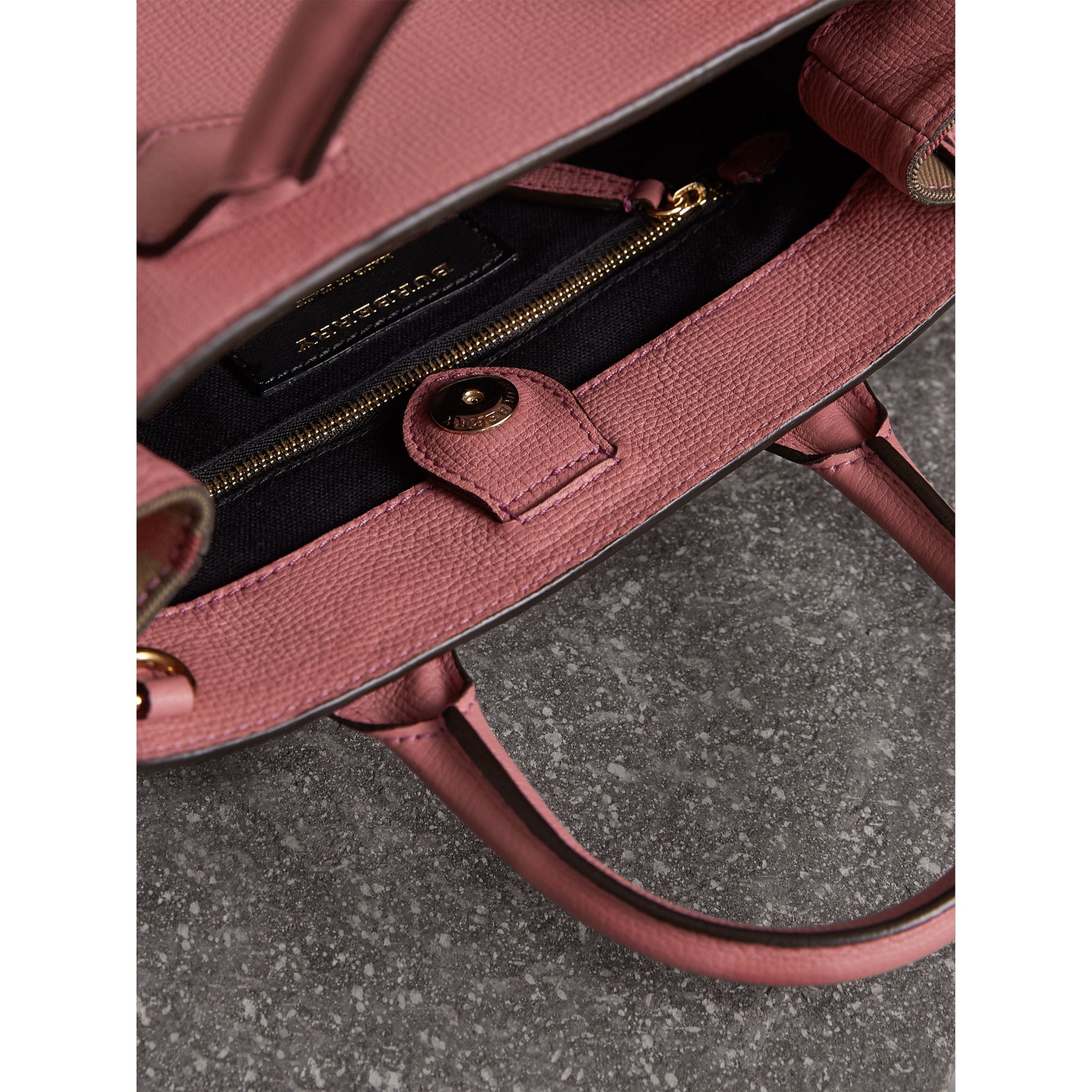Petit sac The Banner en cuir et coton House check - Mauve Pink