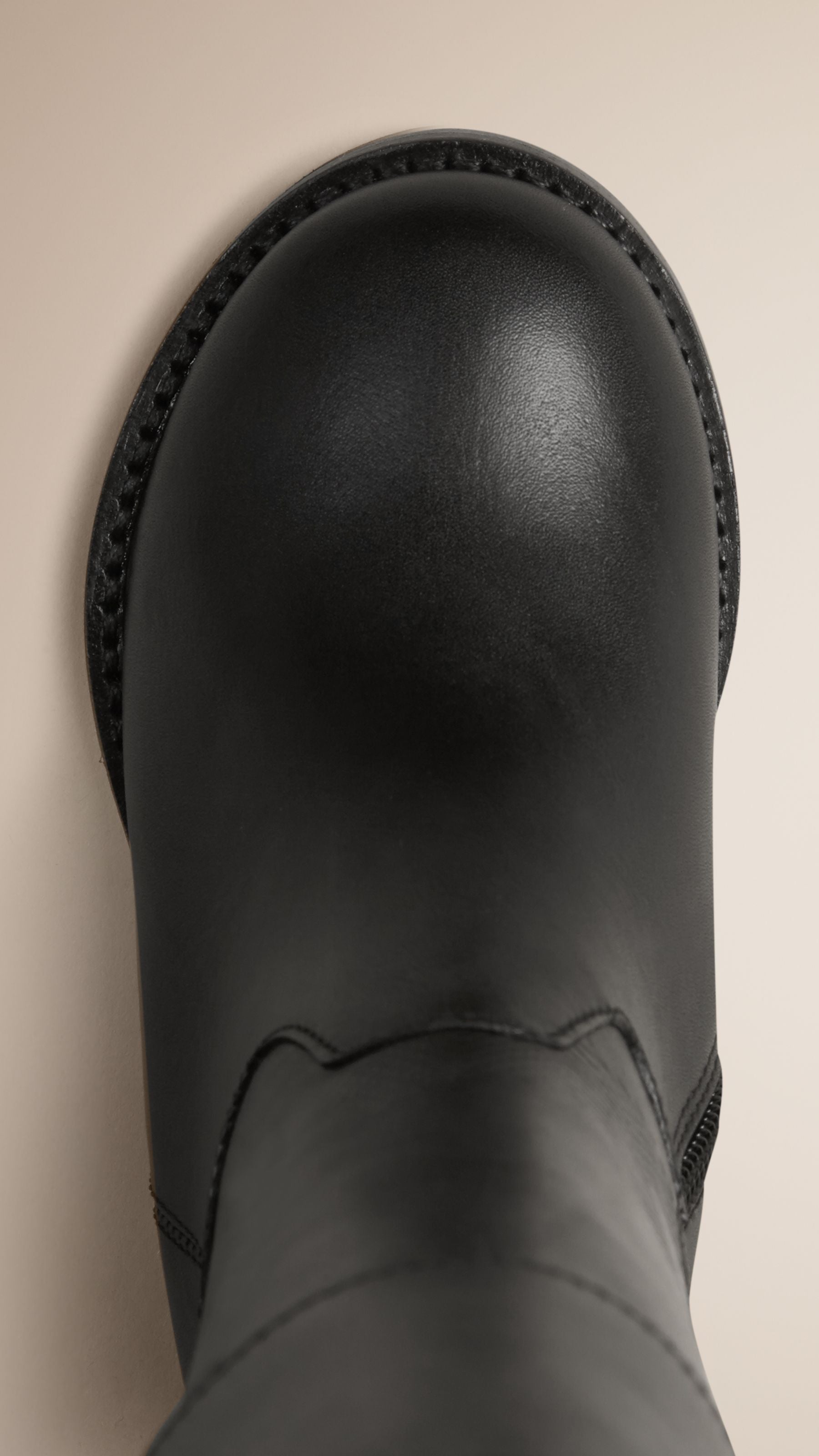 Bottes en cuir à motif check en relief - Black