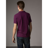 Polo en piqué de coton avec patte à motif check - Deep Purple Amethyst