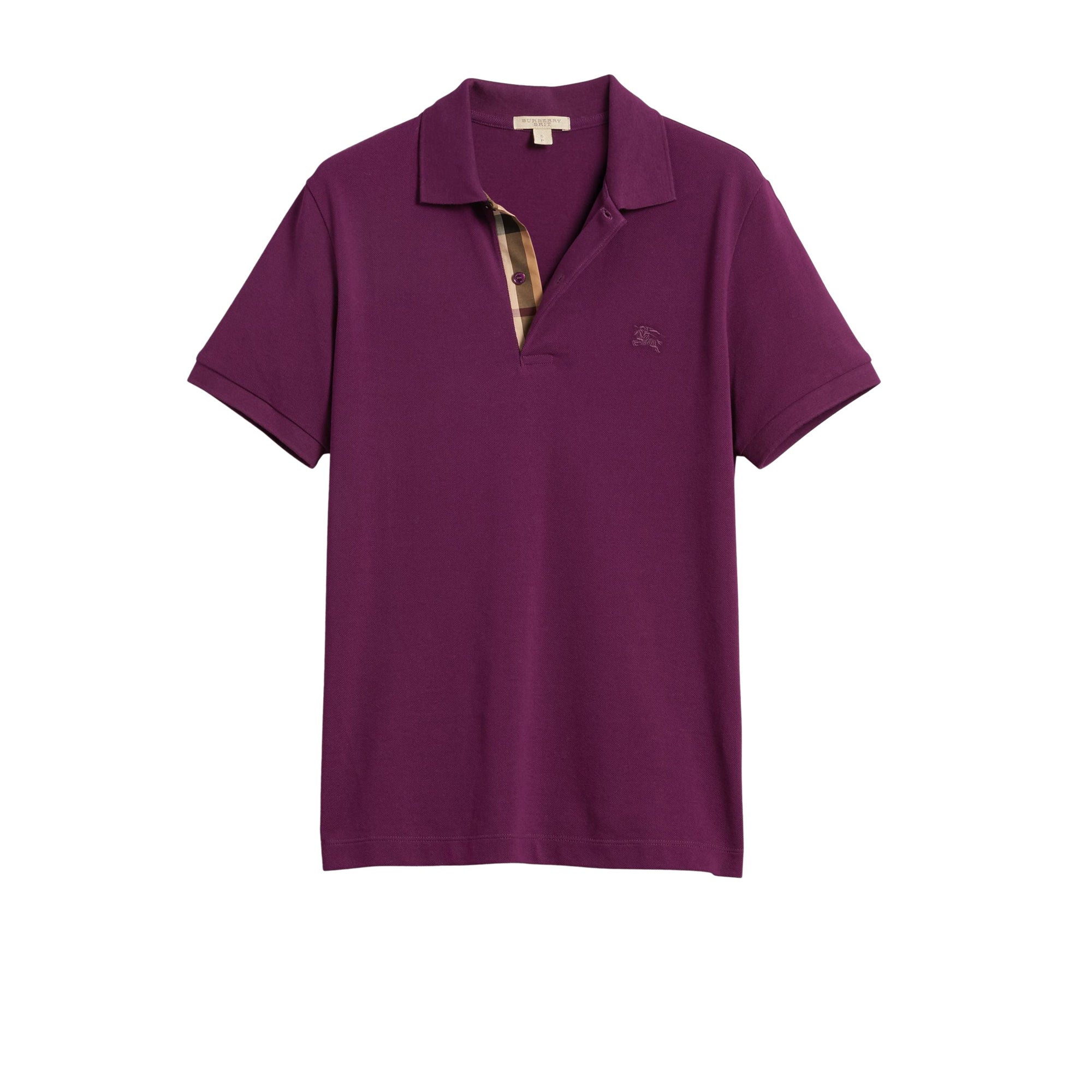 Polo en piqué de coton avec patte à motif check - Deep Purple Amethyst