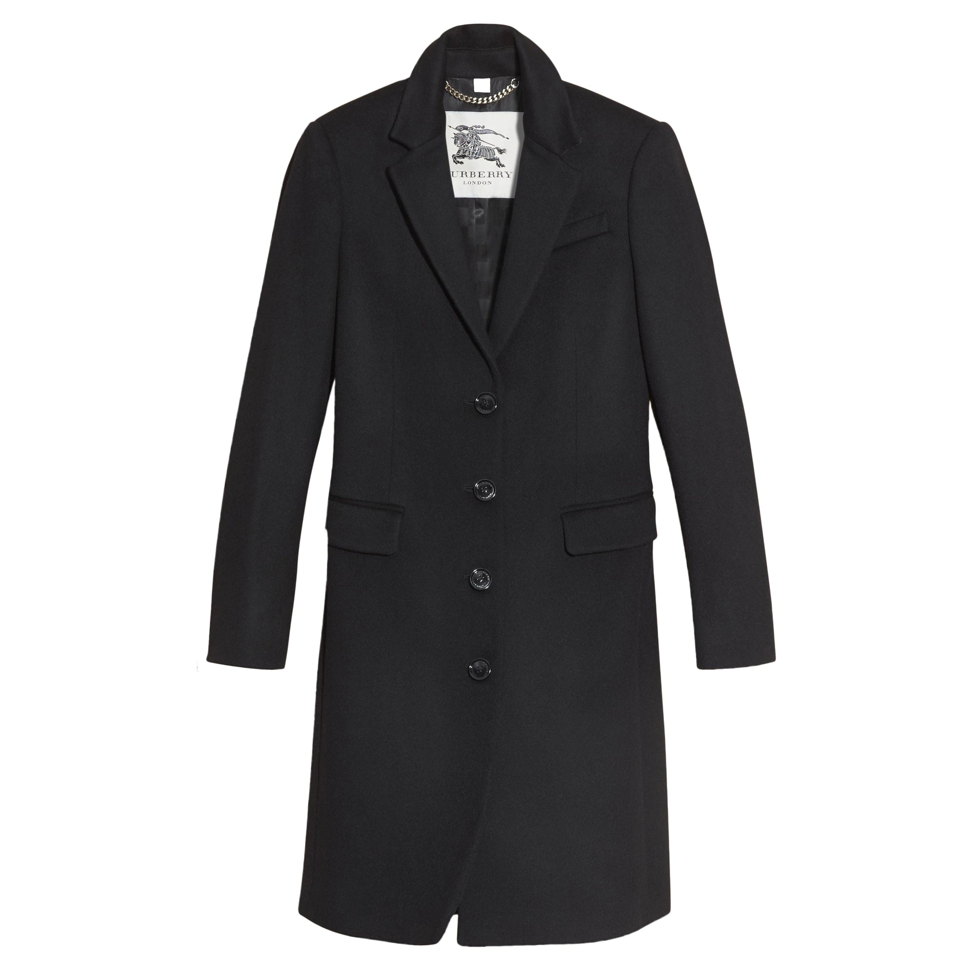 Manteau ajusté en laine et cachemire - Black