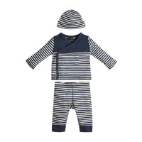 Set cadeau trois pièces en coton à rayures - Navy & White
