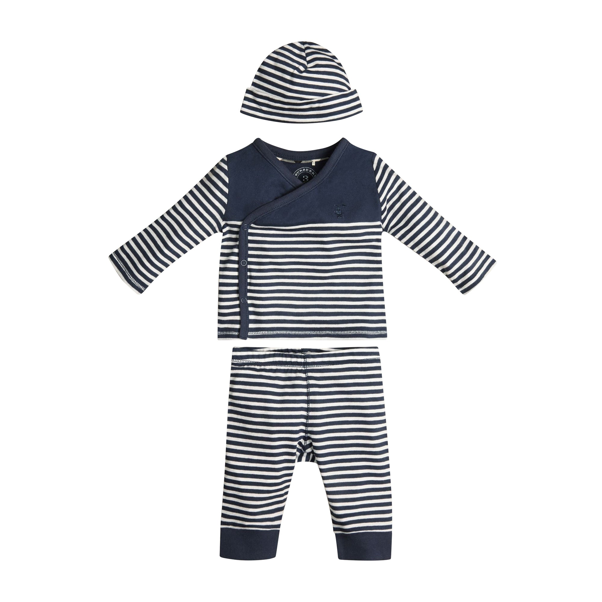 Set cadeau trois pièces en coton à rayures - Navy & White