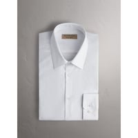 Chemise ajustée en coton extensible - White