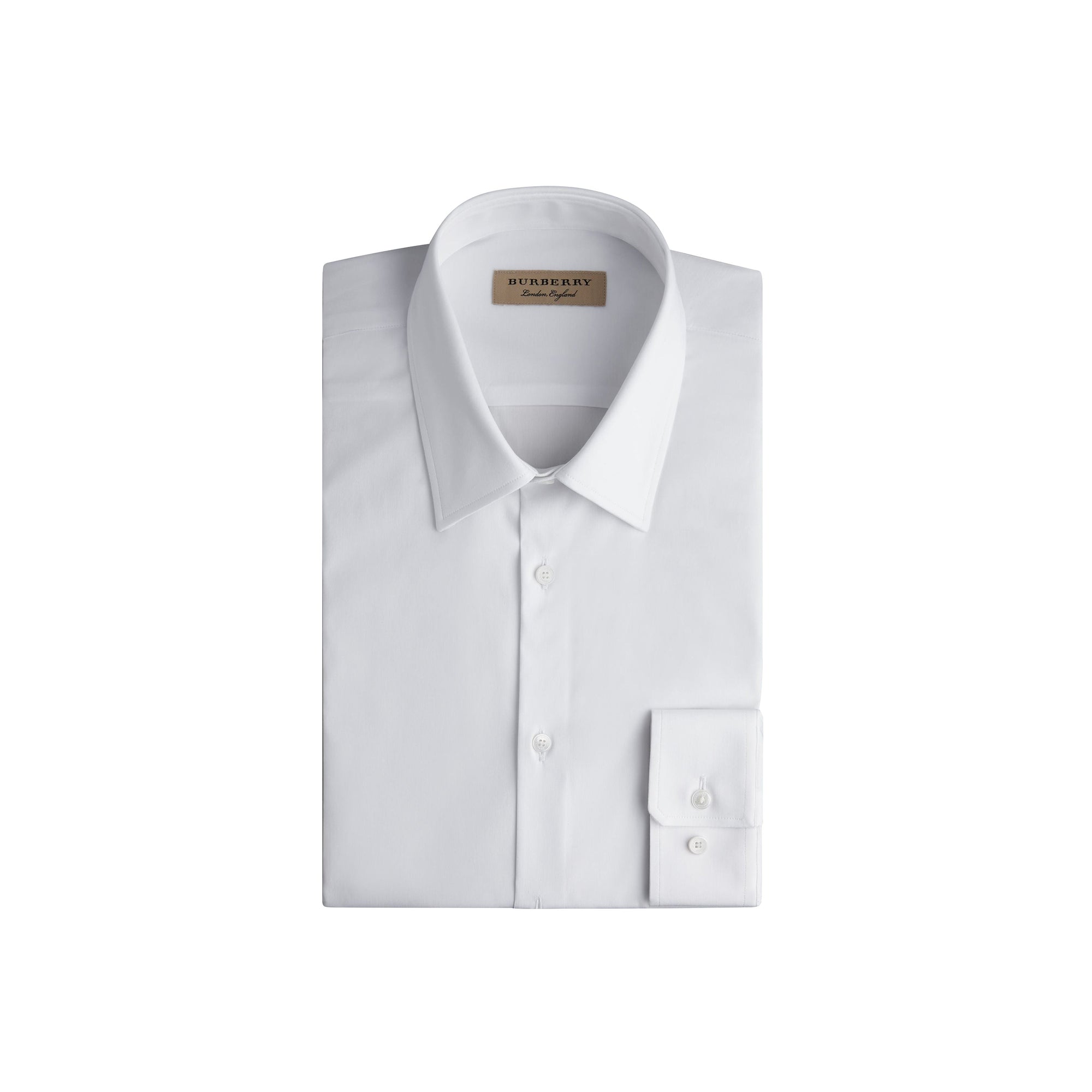 Chemise ajustée en coton extensible - White
