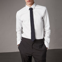 Chemise ajustée en coton extensible - White