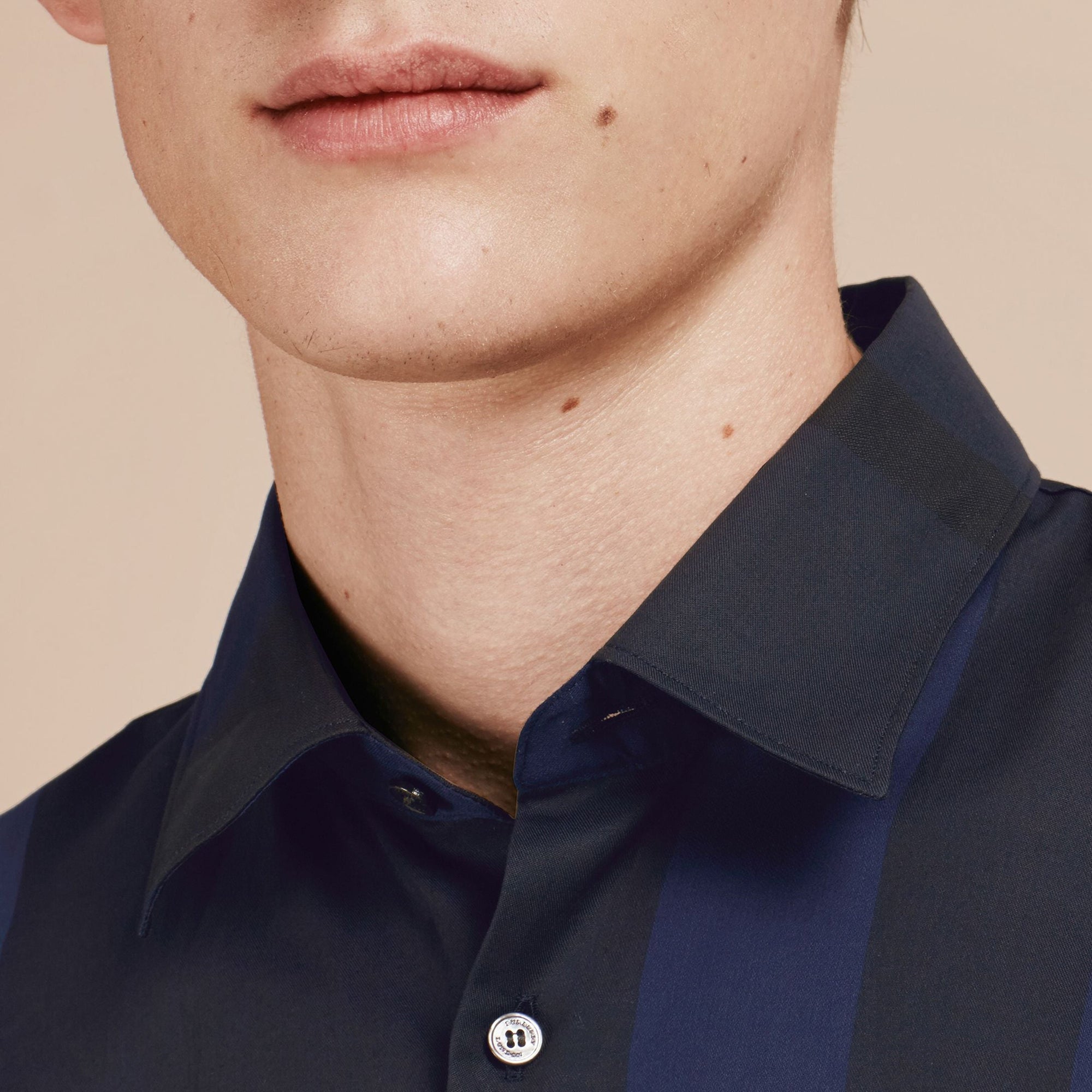 Chemise en coton à motif check - Navy