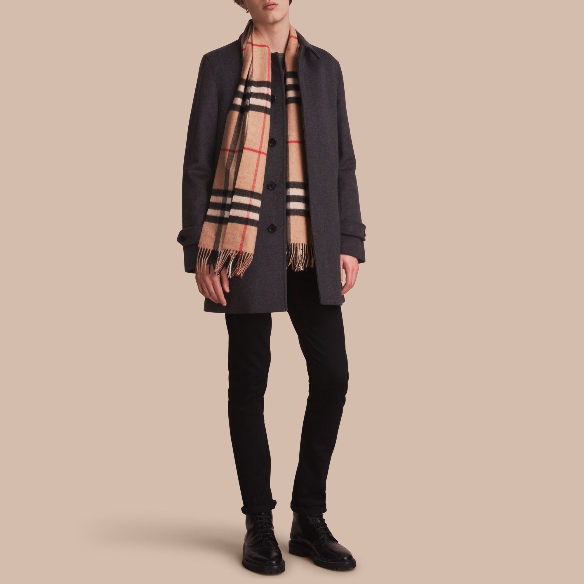 Paletot en laine vierge et cachemire - Dark Grey Melange