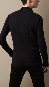 Polo en jersey de coton double teinture - Black