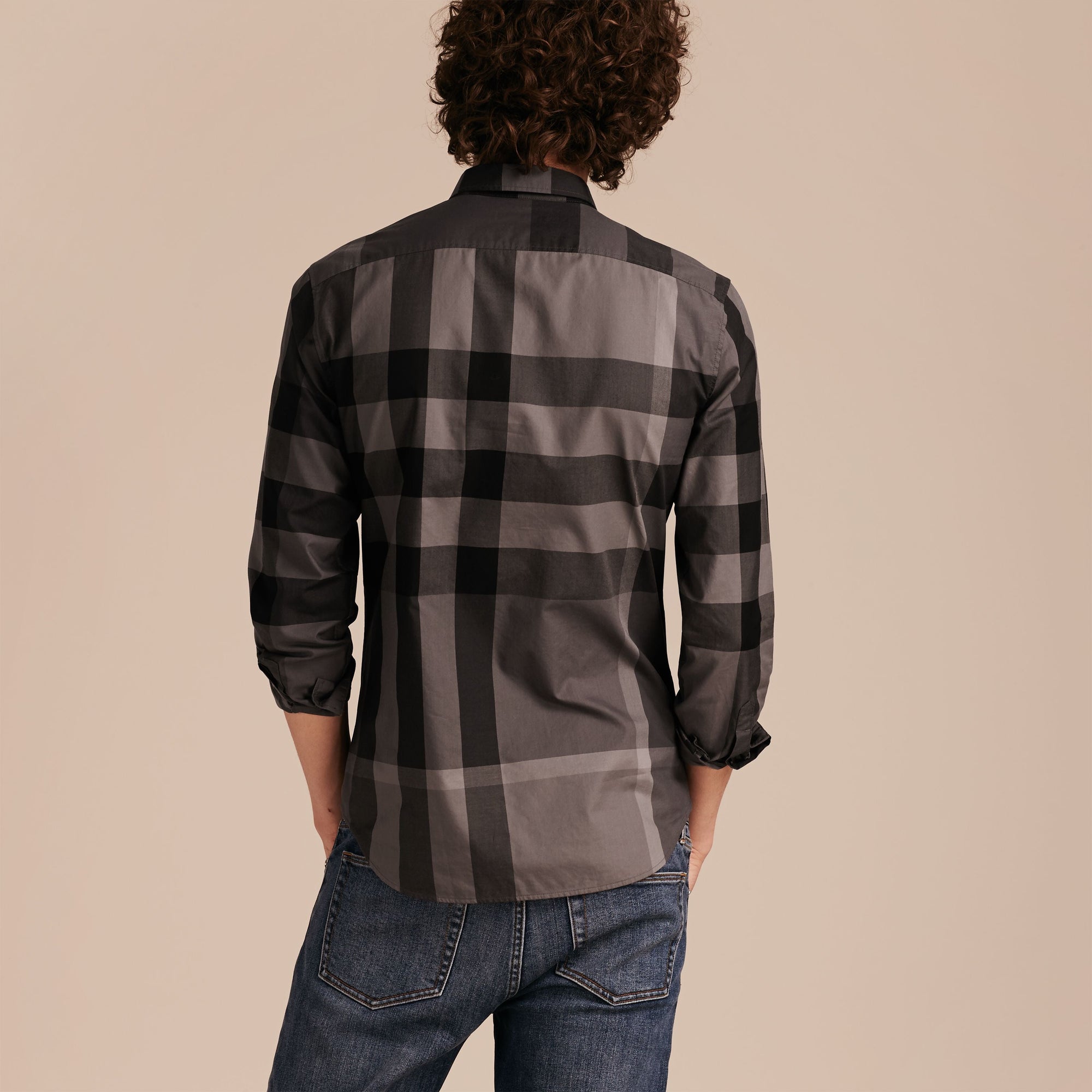 Chemise en coton à motif check - Charcoal