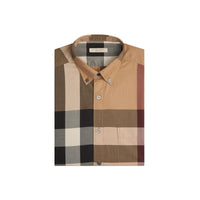Chemise en coton à motif Giant exploded check - Camel