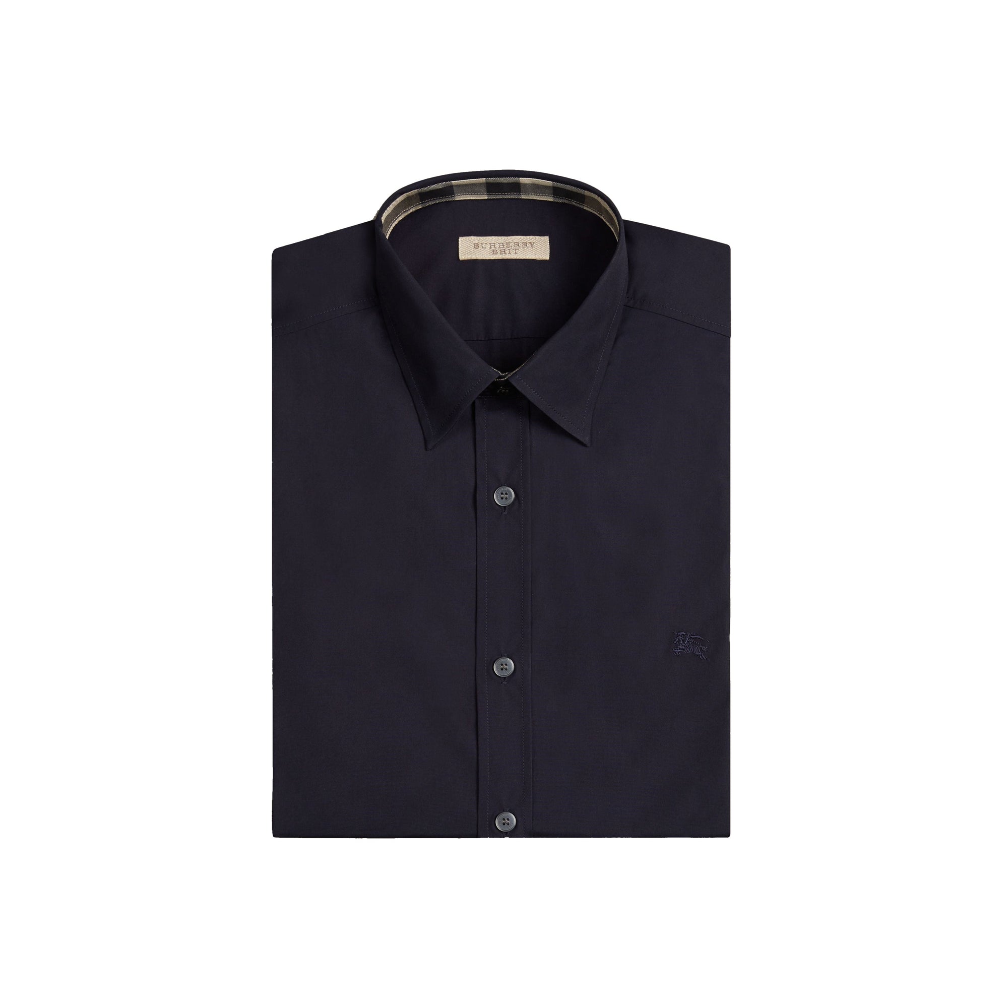Chemise en coton extensible avec éléments check - Navy