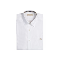 Chemise en coton extensible avec éléments check - White