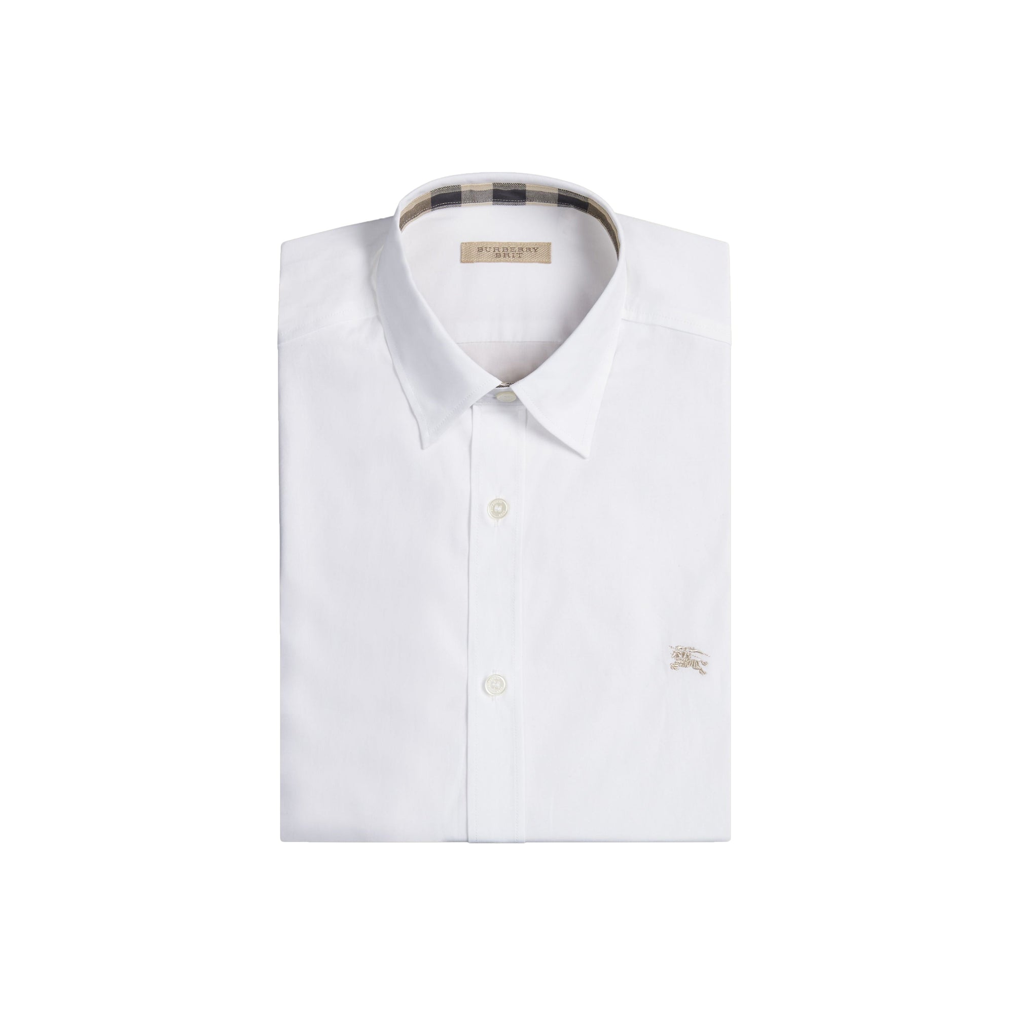 Chemise en coton extensible avec éléments check - White