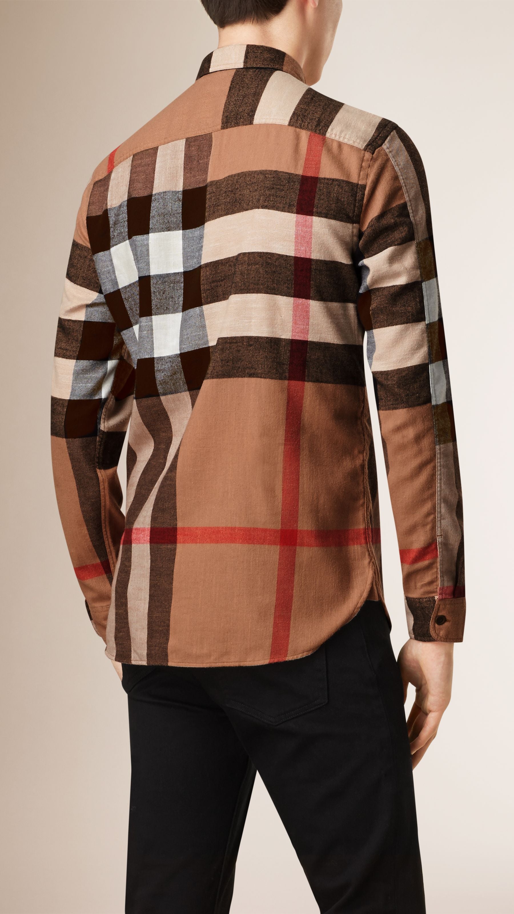Chemise en flanelle de coton Exploded check - Camel