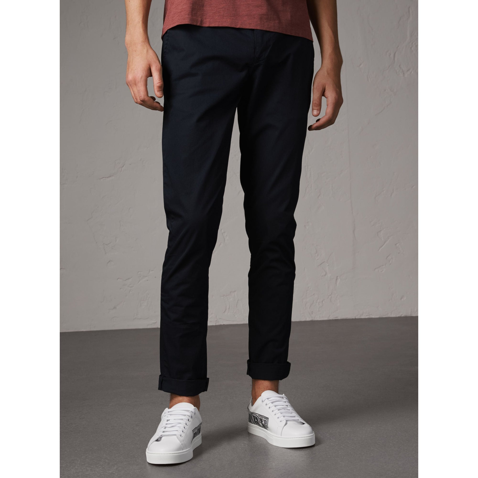 Pantalon chino slim en coton - Ink