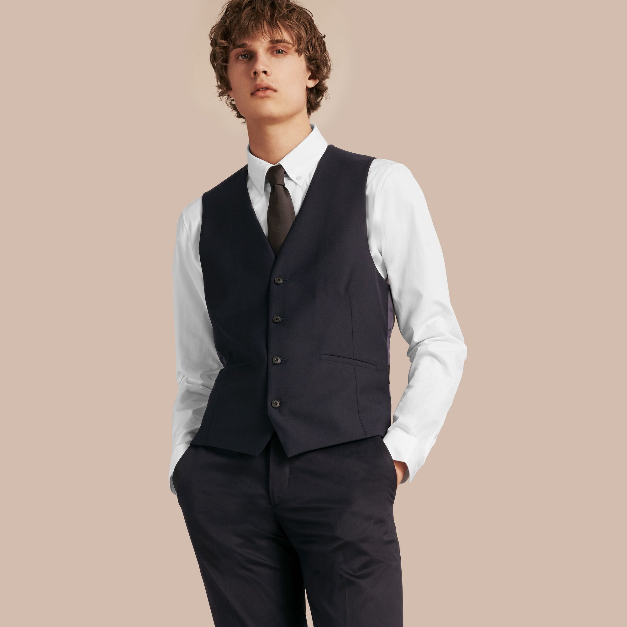 Gilet de coupe étroite en laine - Navy