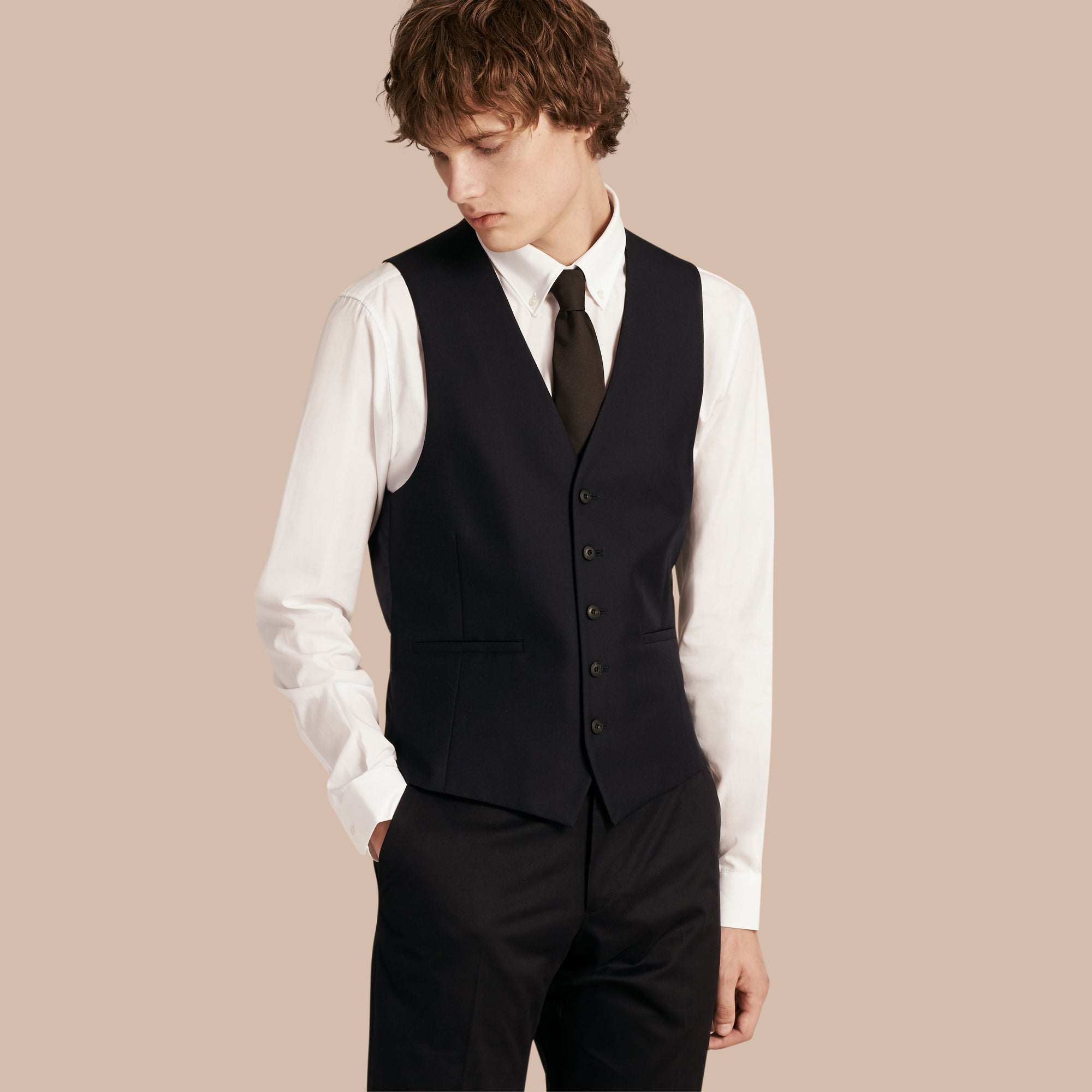 Gilet de coupe étroite en laine - Navy