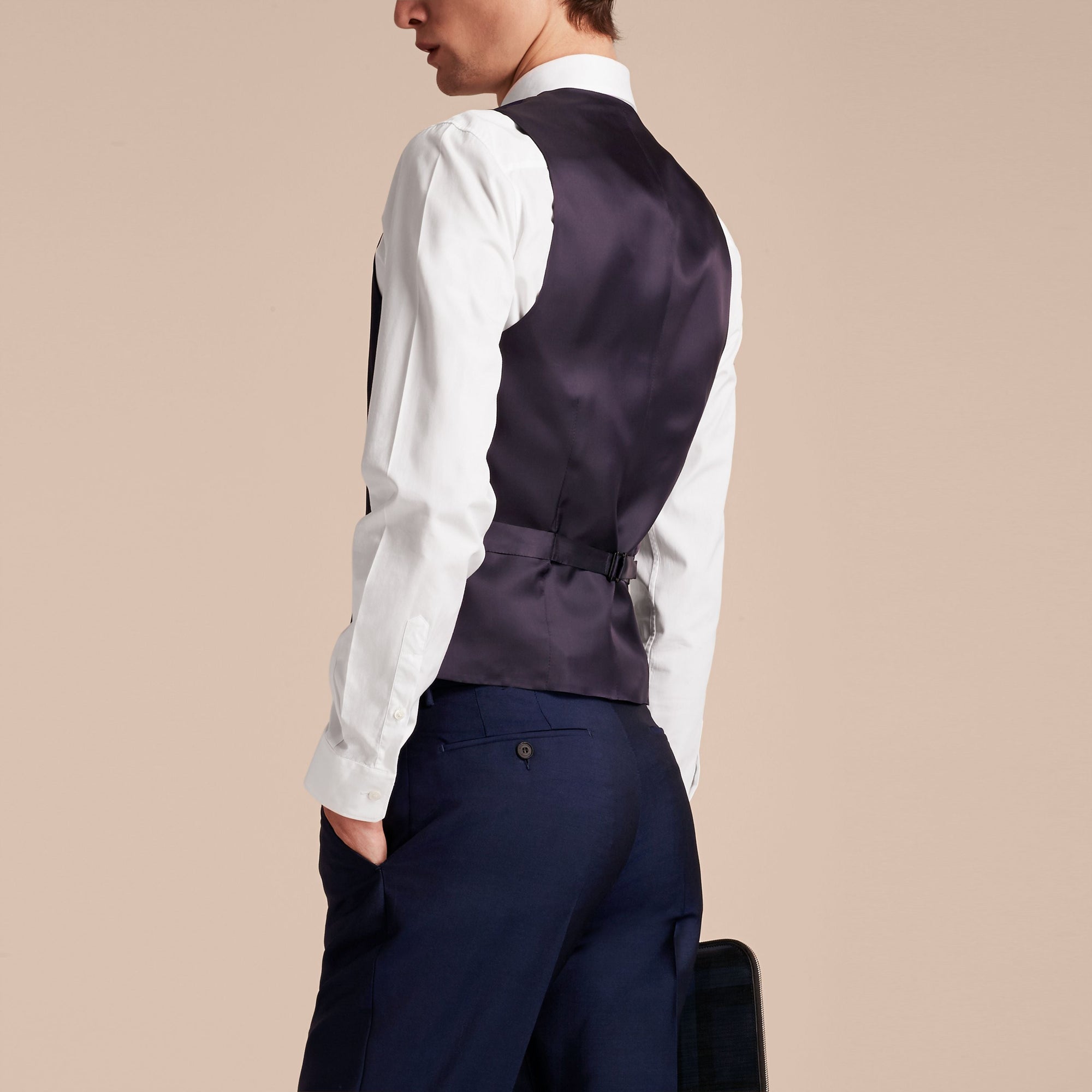 Gilet de coupe étroite en laine mohair - Navy