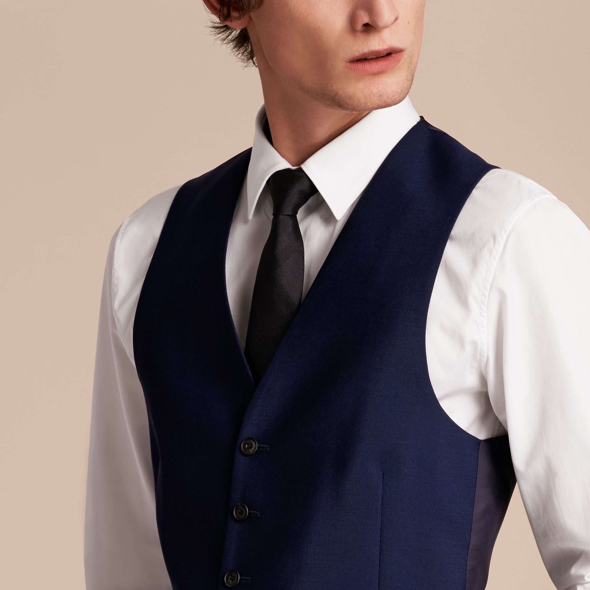 Gilet de coupe étroite en laine mohair - Navy