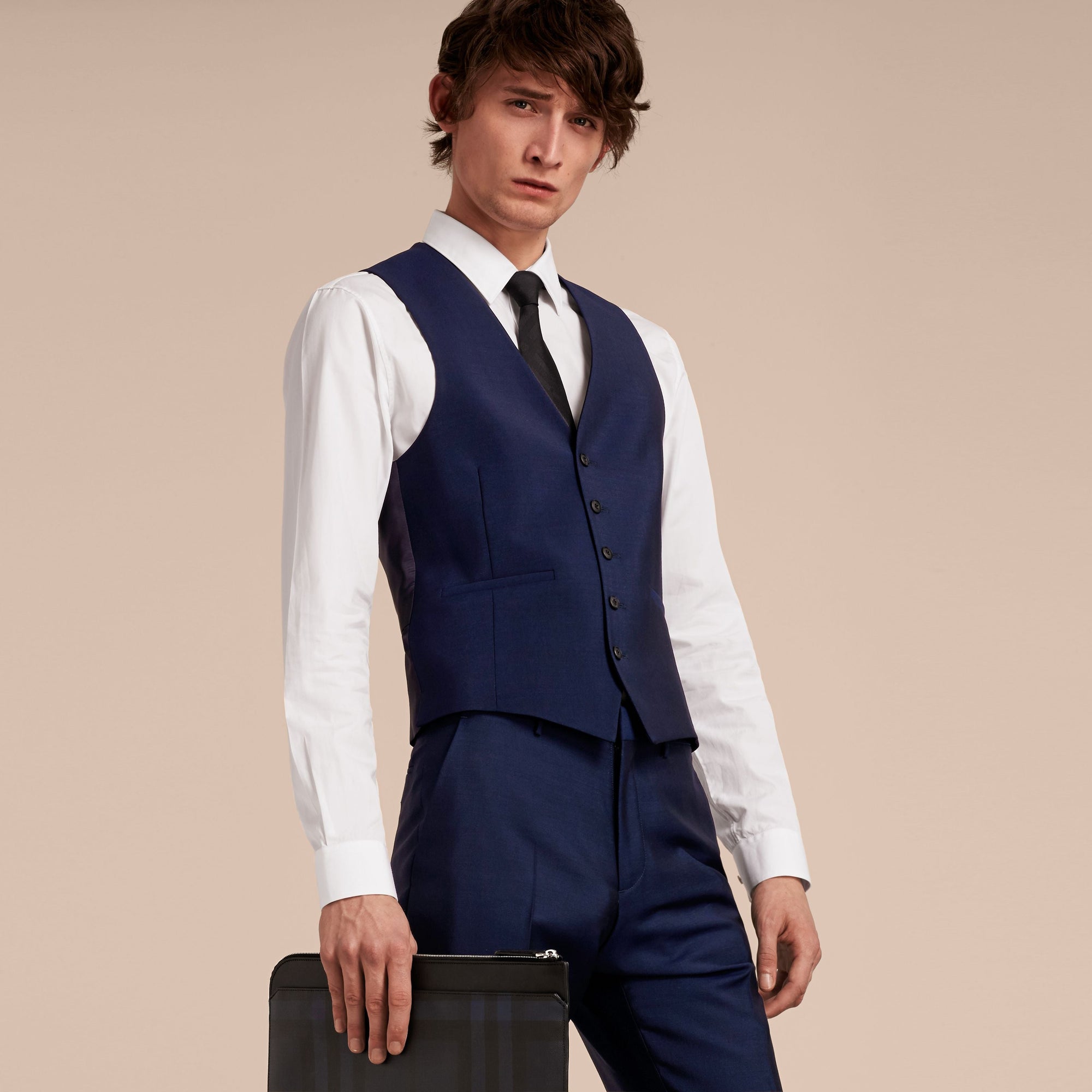 Gilet de coupe étroite en laine mohair - Navy