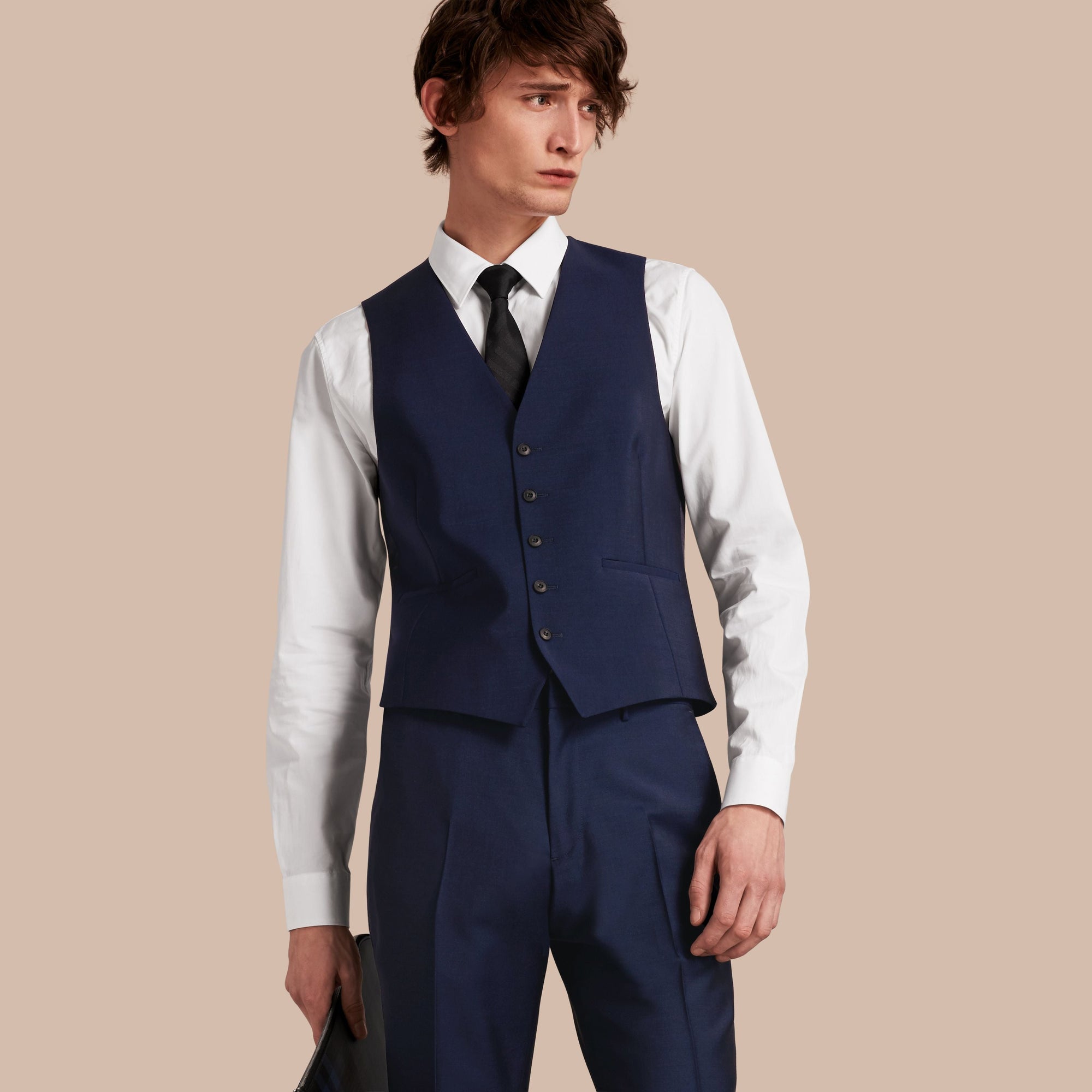 Gilet de coupe étroite en laine mohair - Navy