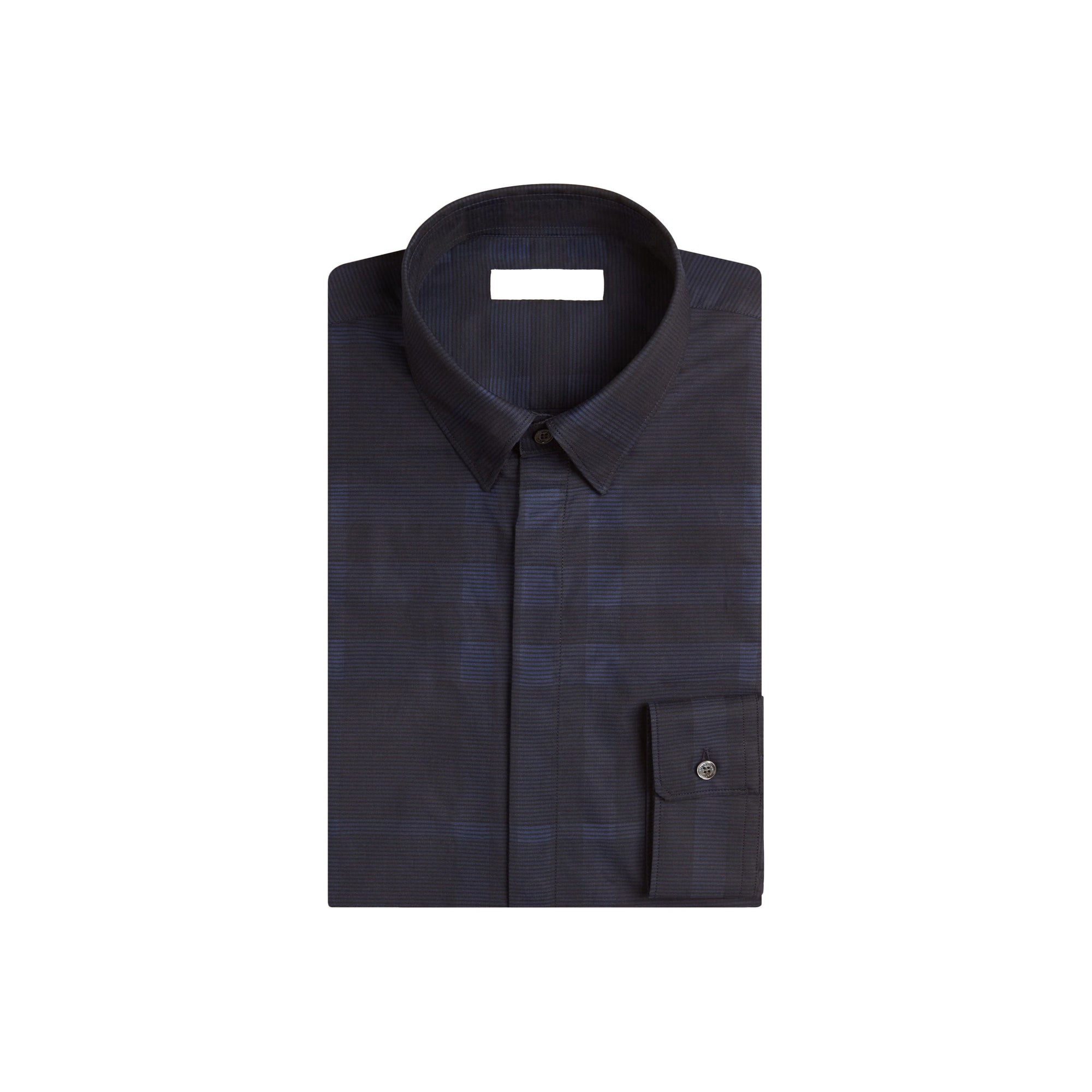 Chemise de coupe étroite en coton à motif check - Bright Navy