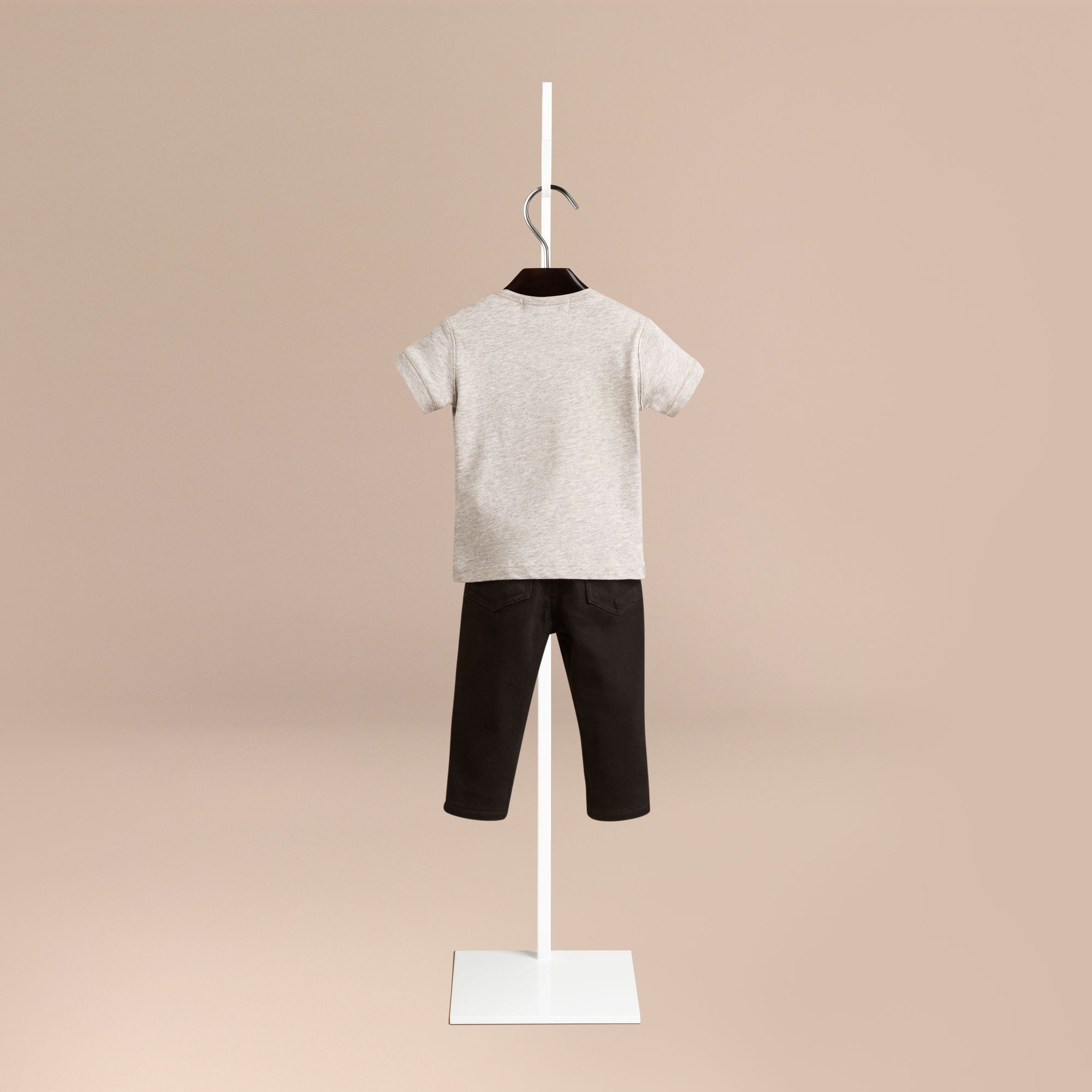 T-shirt avec poche à motif check - Grey Melange