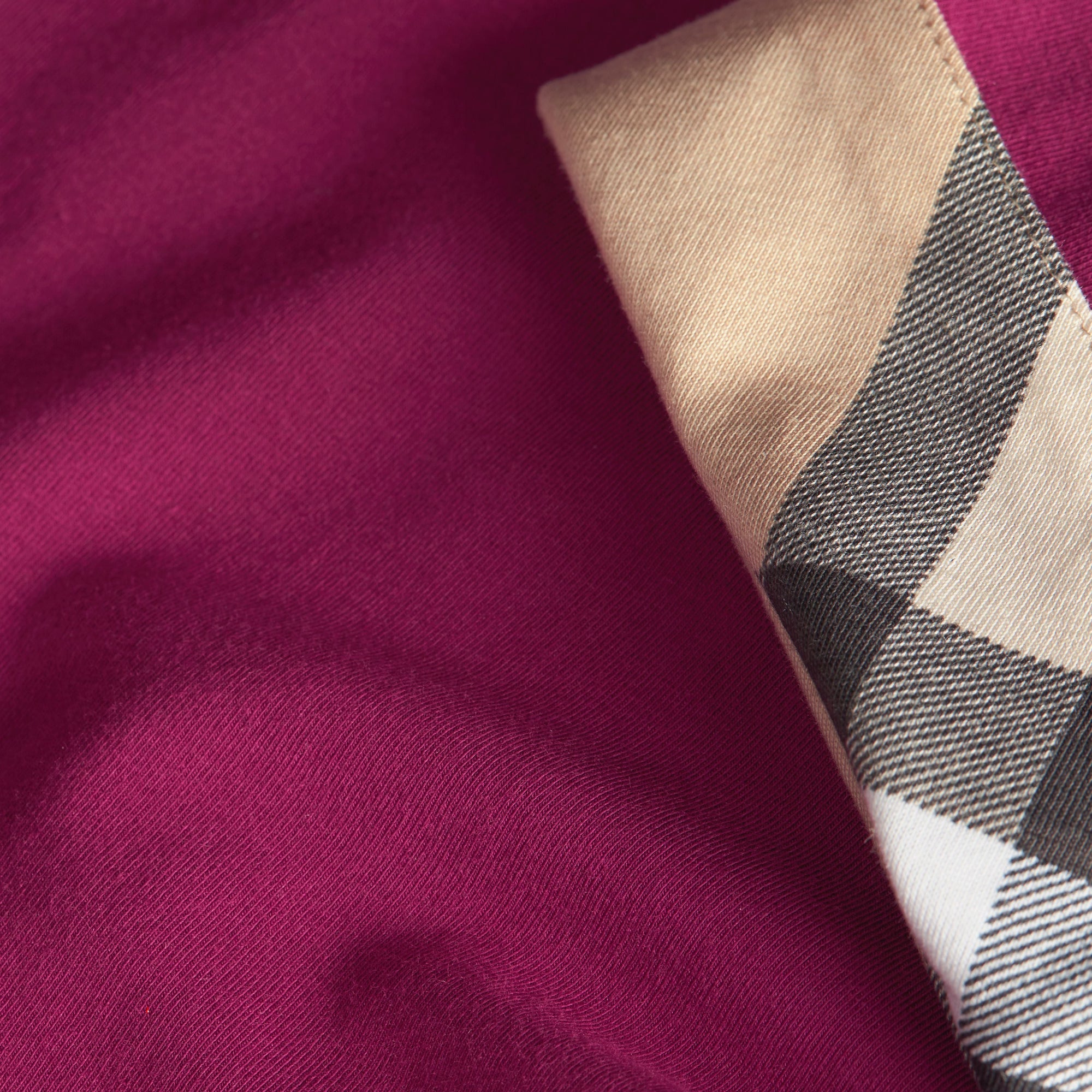 Haut en coton extensible avec revers à motif check - Magenta Pink
