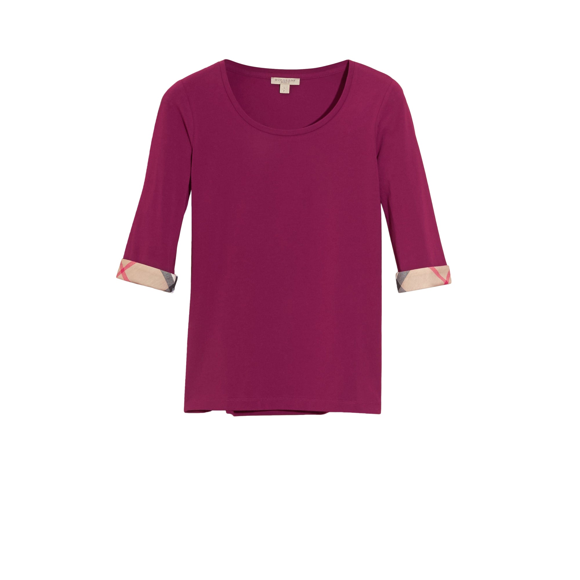 Haut en coton extensible avec revers à motif check - Magenta Pink