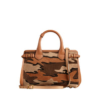 Petit sac The Banner en cuir velours à motif camouflage - Tan