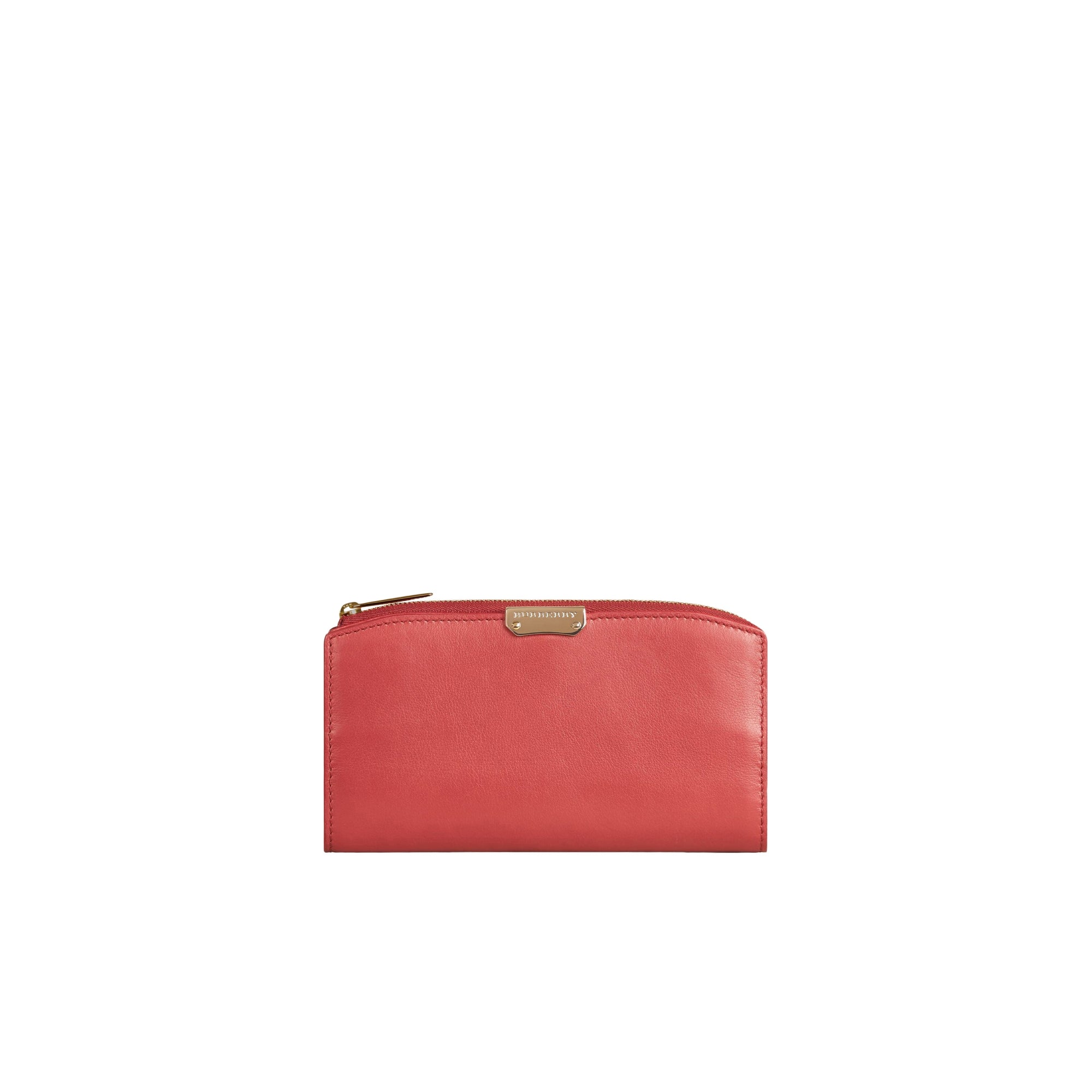 Portefeuille zippé en cuir lisse - Peony Rose