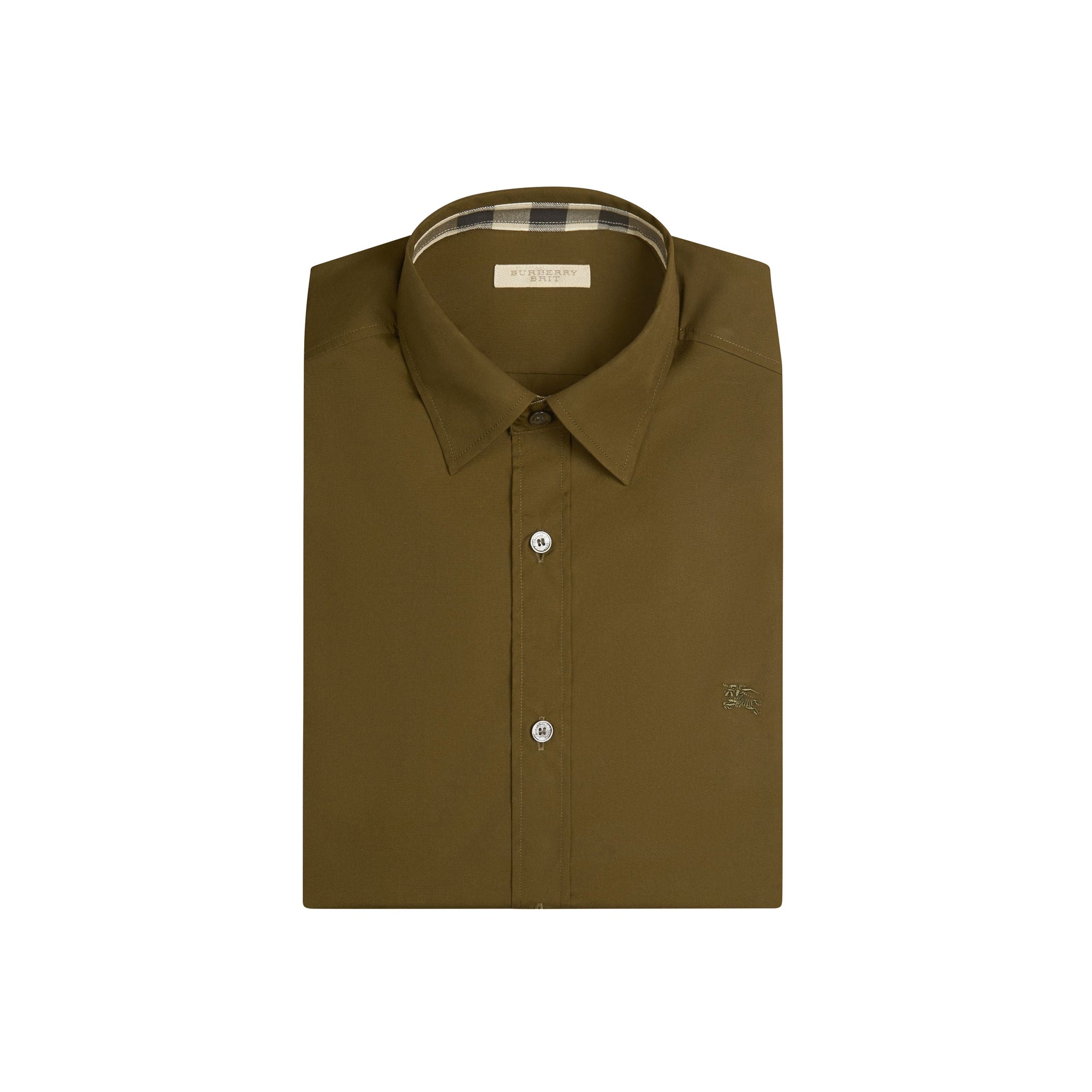 Chemise en popeline de coton extensible - Olive Green