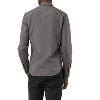 Chemise en popeline de coton extensible avec éléments check - Stone Grey