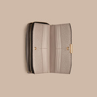 Portefeuille zippé en cuir grené emblématique - Pale Grey