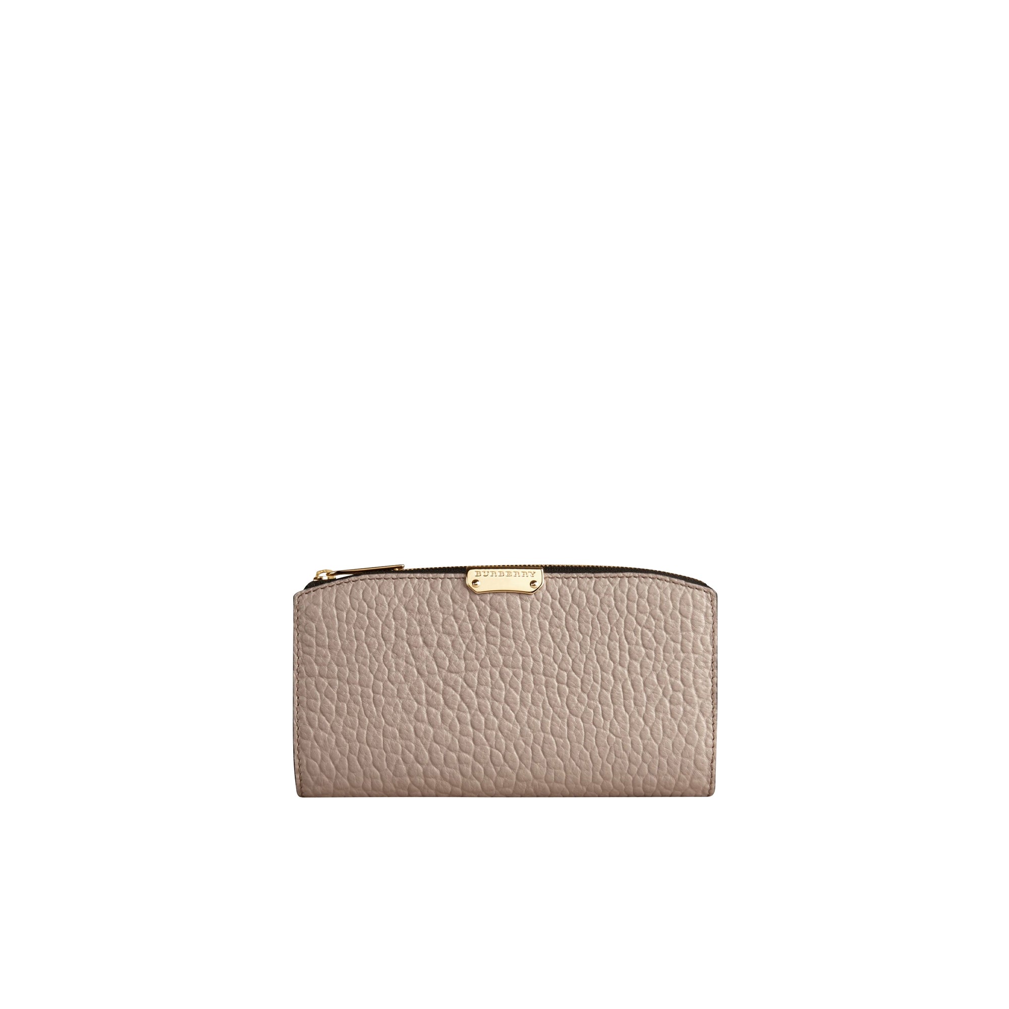 Portefeuille zippé en cuir grené emblématique - Pale Grey