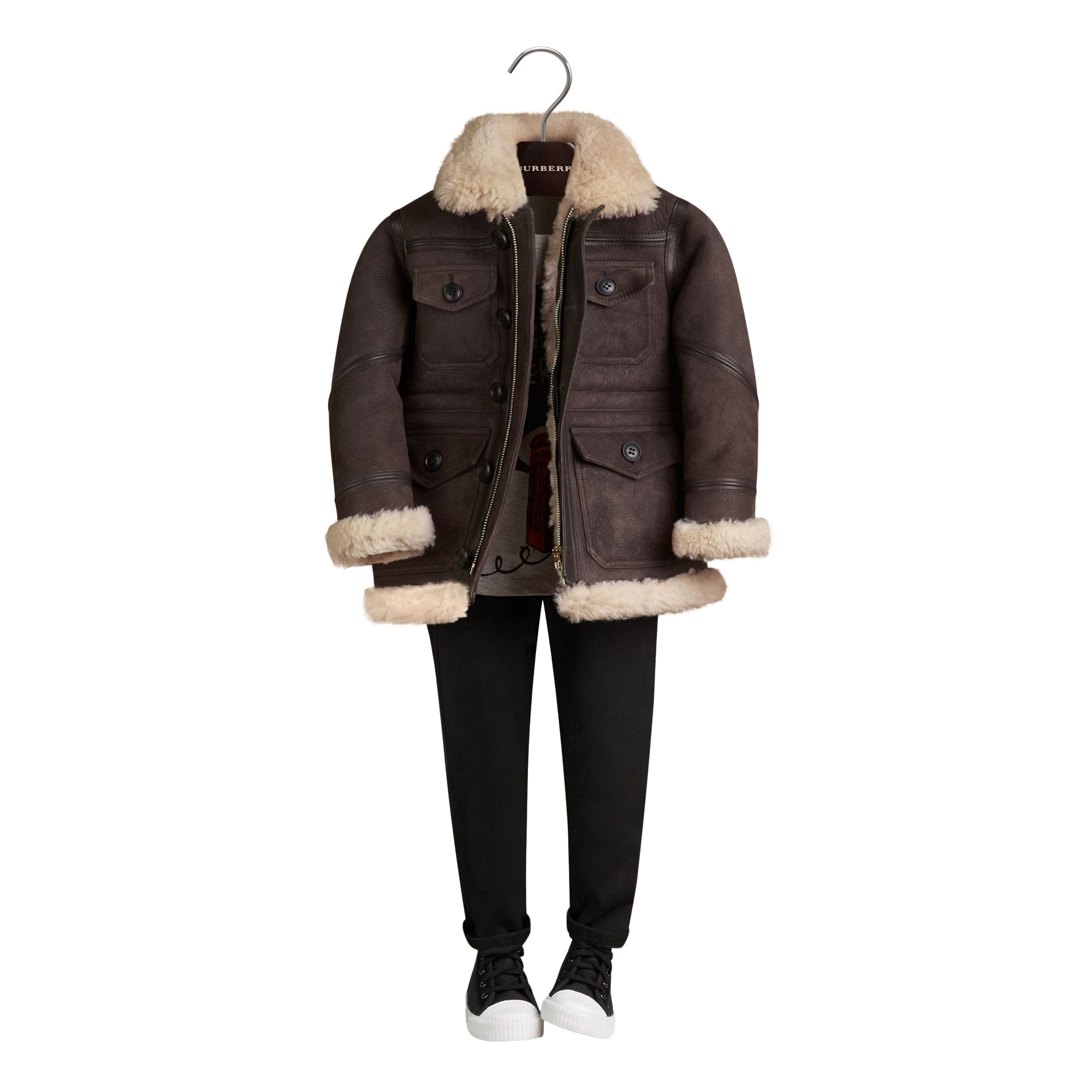 Bombardier en shearling - Dark Brown & Ecru
