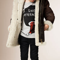 Bombardier en shearling - Dark Brown & Ecru