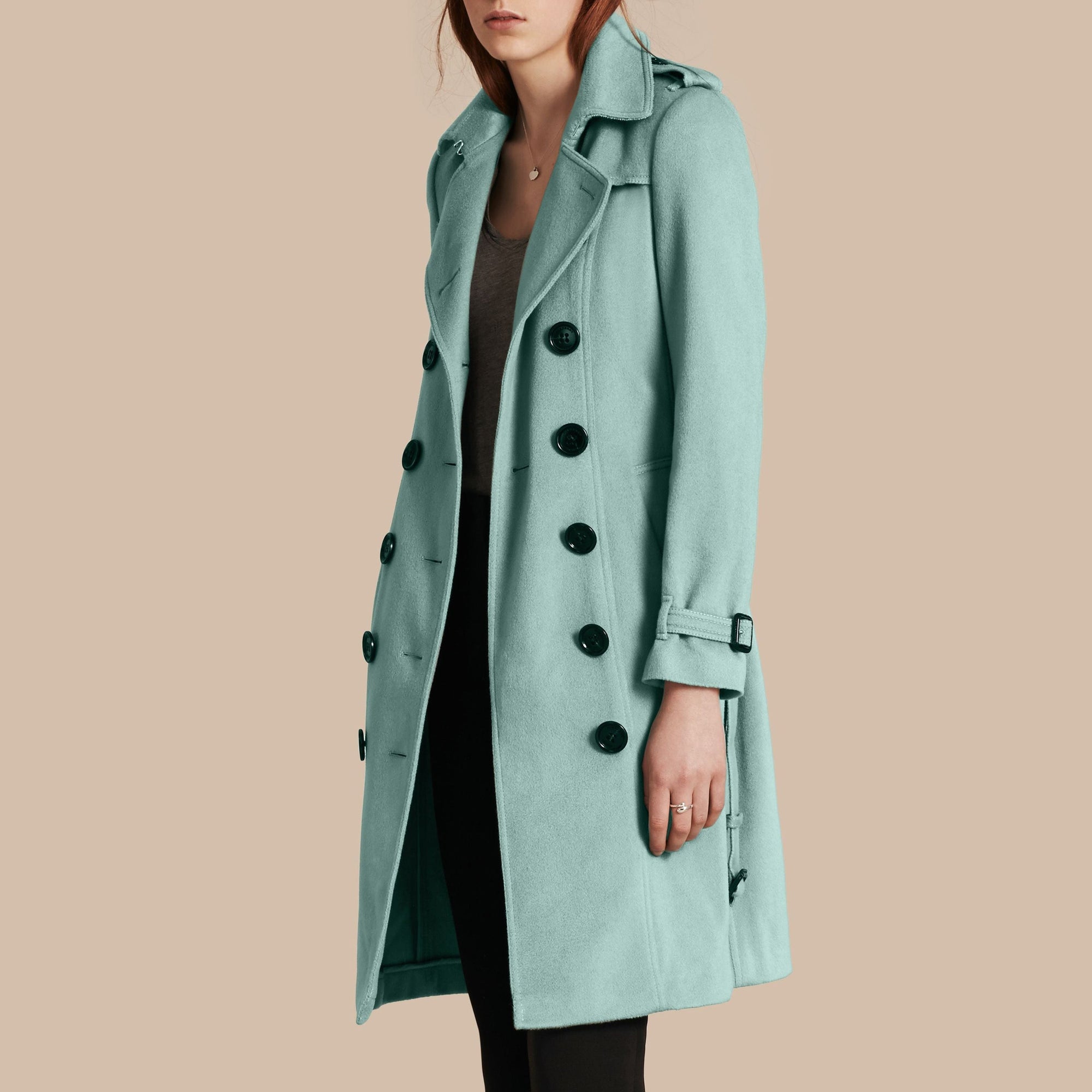 Trench-coat en cachemire de coupe Sandringham - Dusty Mint