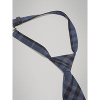 Cravate moderne en soie et coton à motif check - Dark Mineral Blue