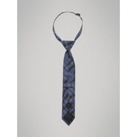 Cravate moderne en soie et coton à motif check - Dark Mineral Blue