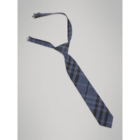 Cravate moderne en soie et coton à motif check - Dark Mineral Blue