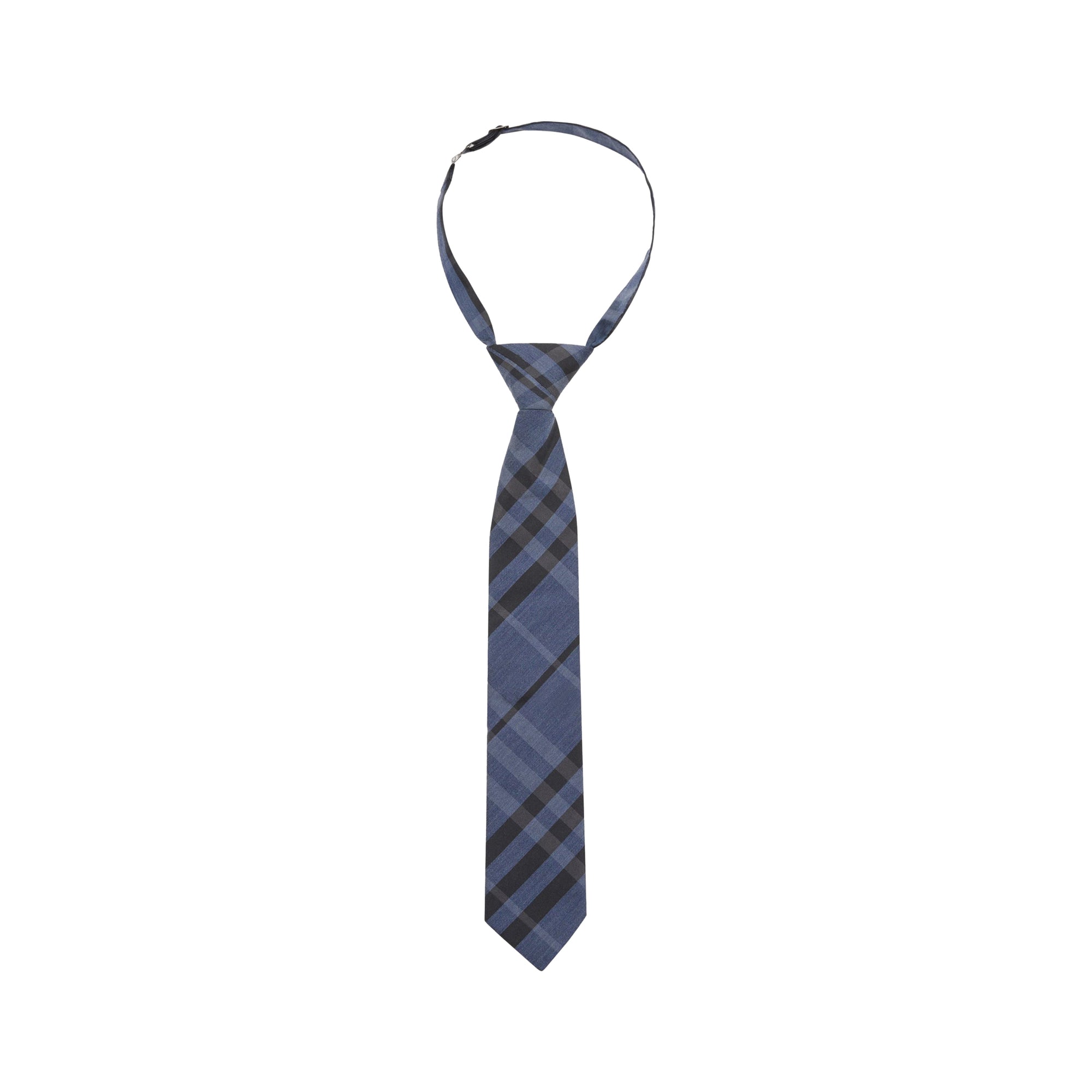 Cravate moderne en soie et coton à motif check - Dark Mineral Blue