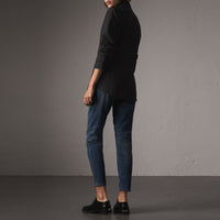 Chemise en coton extensible avec éléments check - Black