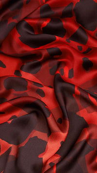 Foulard en soie à motif check avec imprimé fauve - Parade Red Print