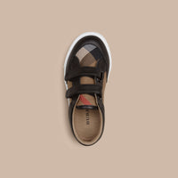 Sneakers en coton House check et cuir - Black
